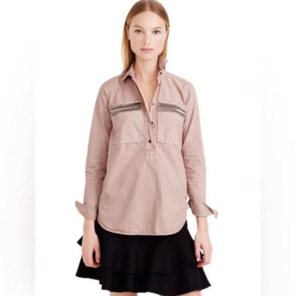 J Crew Beaded Cotton Popover Shirt Size 6 - Picture 1 of 9